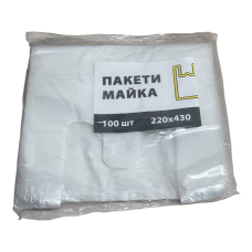 Пакет-майка прозрачный 22×43 см, 8 мкм, 100 шт в пачке