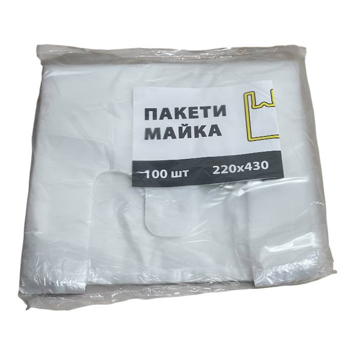 Пакет-майка прозорий 22×43 см, 8 мкм, 100 шт