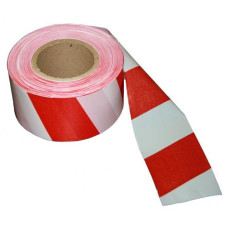 Сигнальная оградительная лента красно белая 72мм*100м