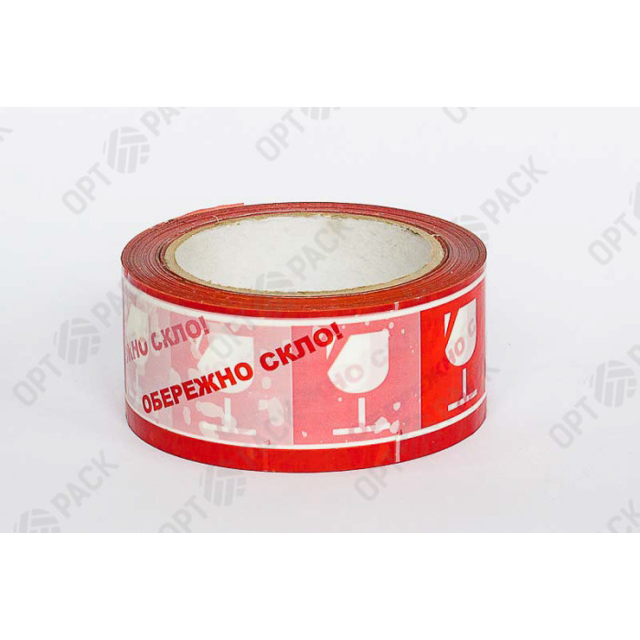 Скотч упаковочный "осторожно стекло" 48мм 66 м