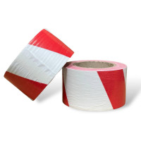 Сигнальная оградительная лента красно белая 72мм x 200м