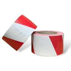 Сигнальная оградительная лента красно белая 72мм x 200м