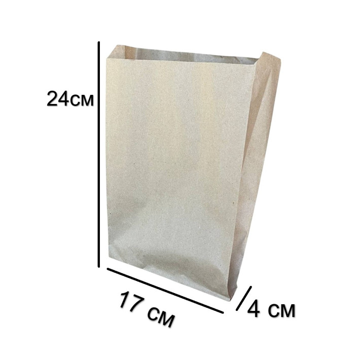 Бумажный крафт пакет Саше 170х240х40мм, упаковка 1000 шт