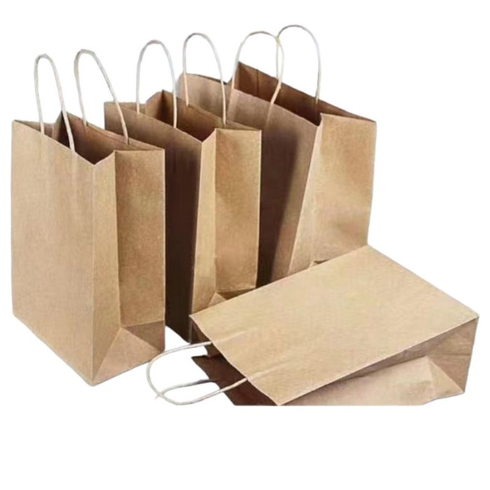 Бумажные крафт пакеты с ручками 320х180х330 мм бурый, 50шт