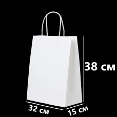 Крафт пакеты с ручками, 320x150x380 мм, белые, 50 шт. в упаковке