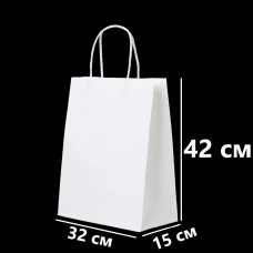 Крафт пакеты с ручками, белые, 320х150х420 мм, упаковка 50 шт.