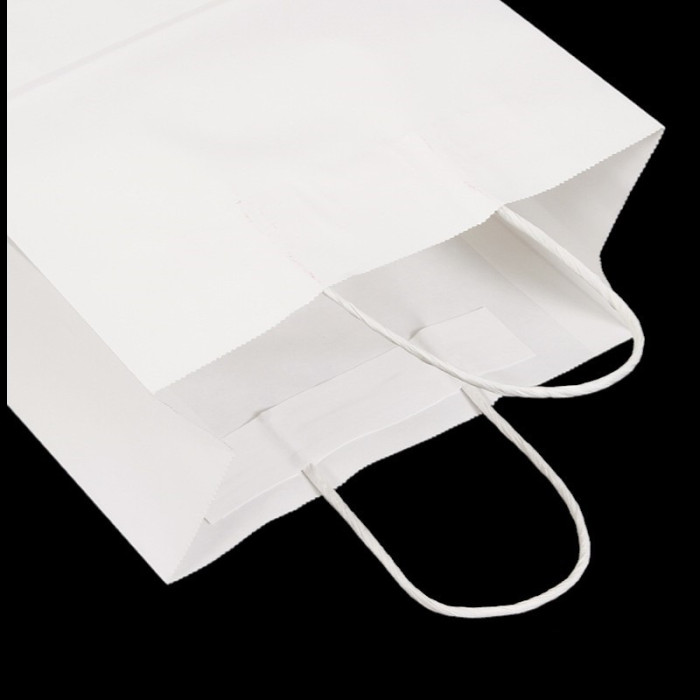 Бумажные крафт пакеты с ручками 220х120х280 мм Белый, 50шт