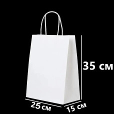 Бумажные крафт-пакеты с ручками 250x150x350 мм, белые, 50 шт
