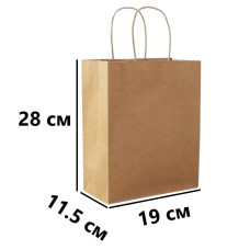 Пакет крафт с ручками 190x115x280 мм, 50 шт