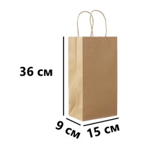 Пакет крафт с ручками 150x90x360 мм, 50 шт