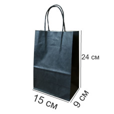 Бумажные пакеты с ручками 150x90x240 мм, 50 шт, черные