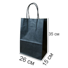 Бумажные пакеты с ручками 260x150x350 мм, 50 шт, черные