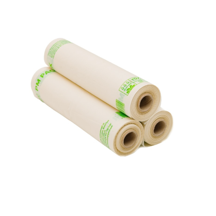 Биоразлагаемые пакеты майка из крахмала 240×420 мм, 15 мкм — 200 шт. в рулоне