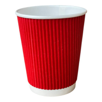 Двухслойные бумажные стаканы 180 мл, красные — гофрированные, 20 шт