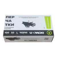 Перчатки нитриловые (M) чёрные UDPACK (3,5 г), 100 шт